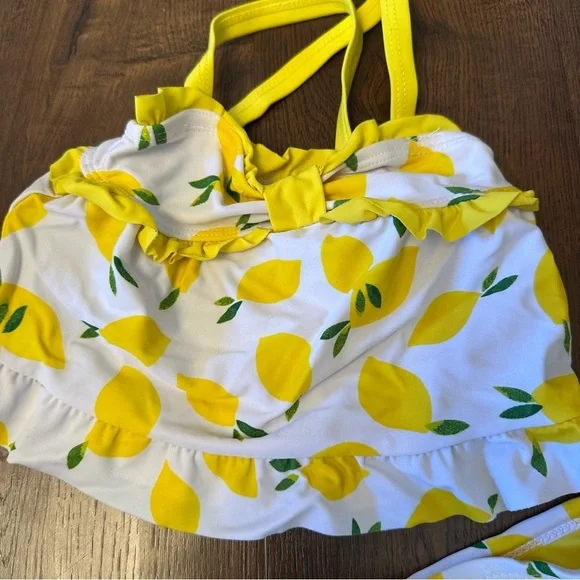 Koala Kids Yellow & White Baby Girl Lemon Tankini Swimsuit 6-9 Months - Picture 2 of 6